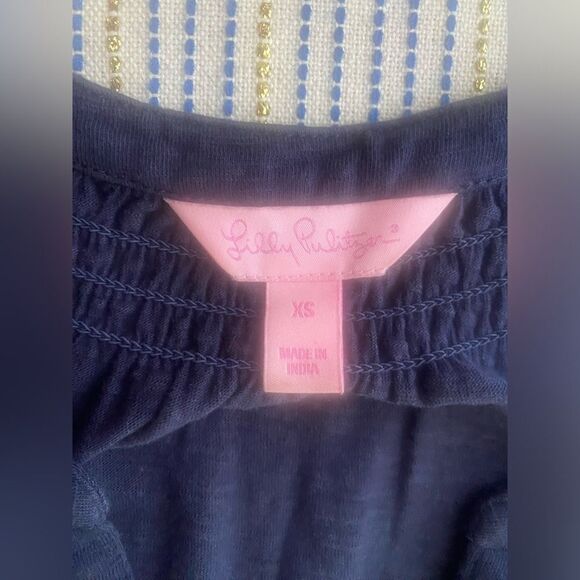 Lilly Pulitzer Mini Dress Size XS Navy Blue tank Sleeveless Buttons From - Picture 3 of 15